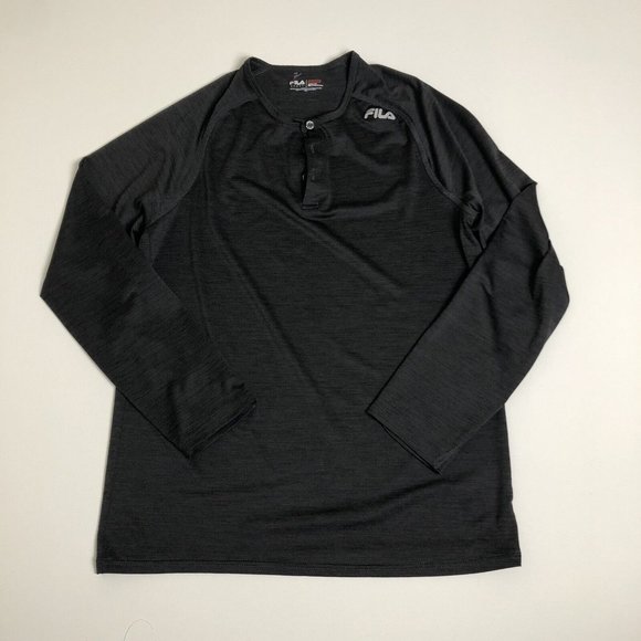 FILA Sport Medium Black Shirt Long Sleeve Henley Live In Motion K87‎ - Picture 1 of 5
